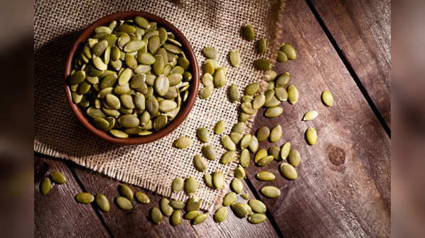 Pile of nutritious pumpkin seeds.