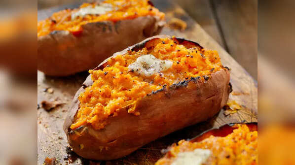 Close-up of a vibrant sweet potato.