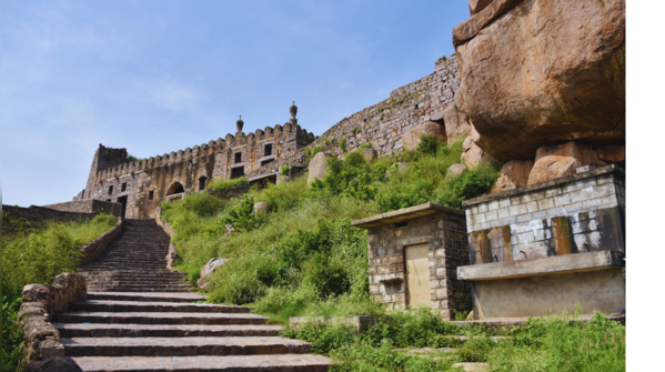 The majestic Golconda Fort standing tall in Hyderabad.
