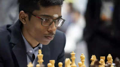 Praggnanandhaa celebrates his historic UzChess Cup Masters victory.