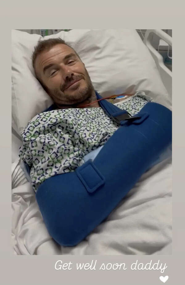 Victoria Beckham shows support for David after his wrist surgery