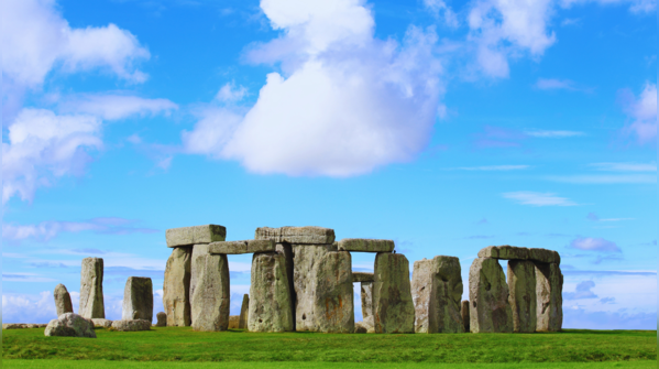 The enigmatic Stonehenge under a dramatic sky.