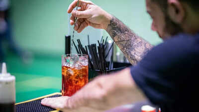 Variety of alcoholic beverages on a bar