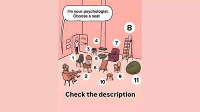 Room with various chairs, select one for personality analysis